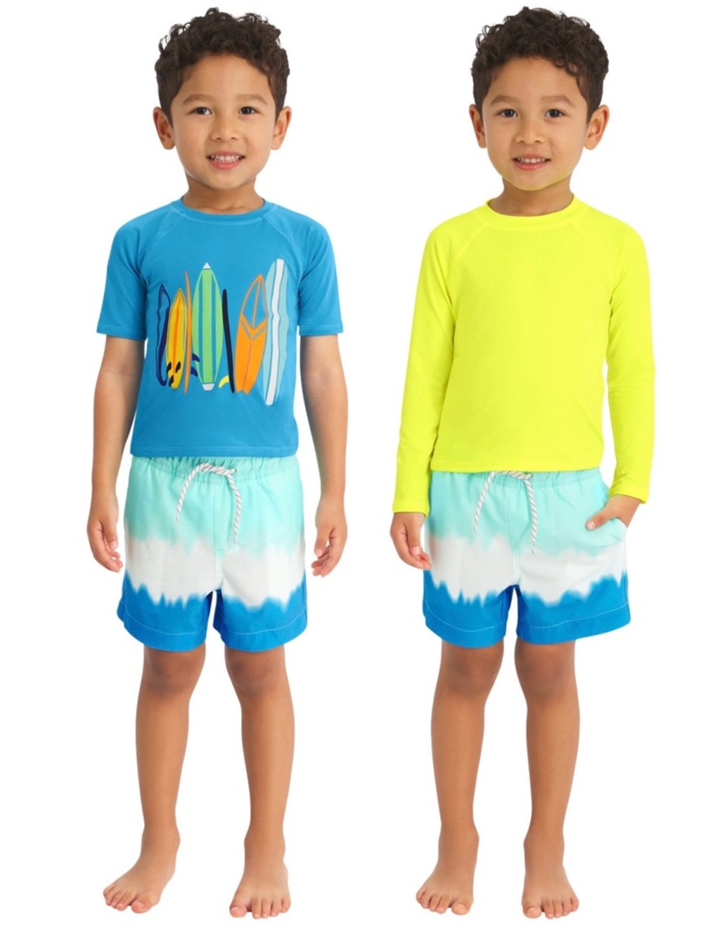 Lands' End Boys' Blue & Neon Yellow 3-Piece Swim Set